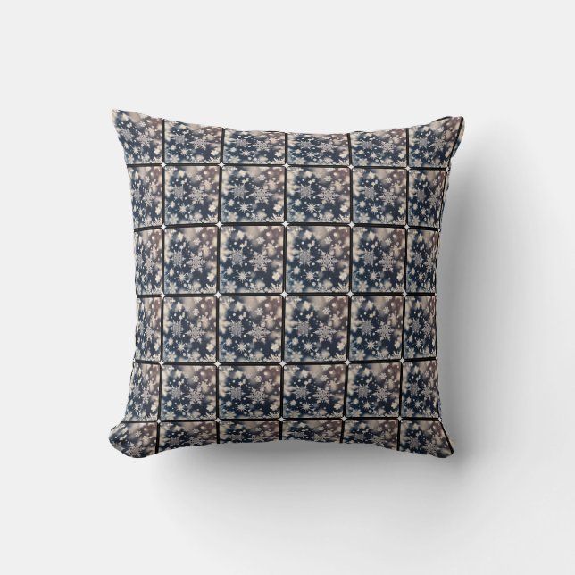 Snowflakes / Fluttering / Crop / Black Frame Throw Pillow (Front)