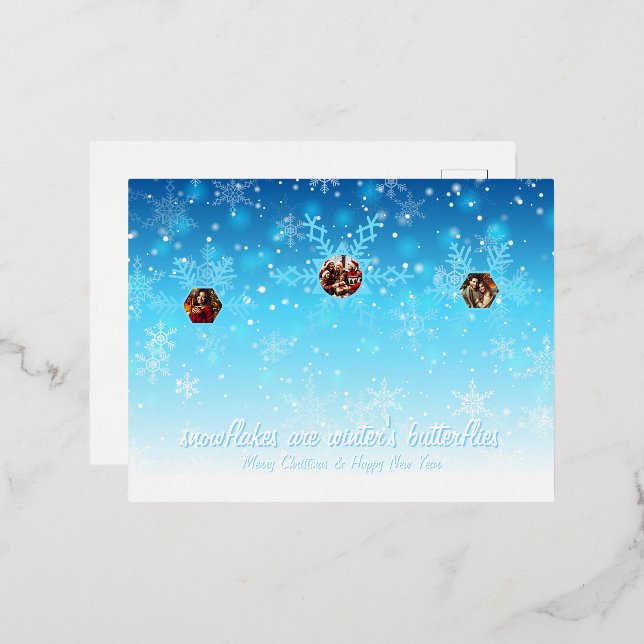 Snowflakes Foil Holiday Postcard (Front/Back)