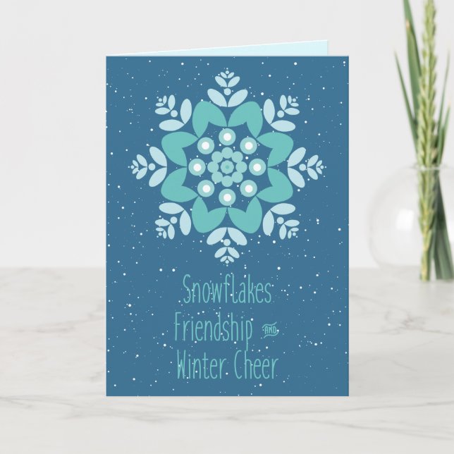 Snowflakes, Friendship and Winter Cheer Holiday Card (Front)