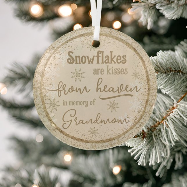 Snowflakes from Heaven In Memory of Personalized Glass Ornament (Creator Uploaded)