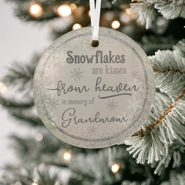 Snowflakes from Heaven In Memory of Personalized Glass Ornament (Creator Uploaded)