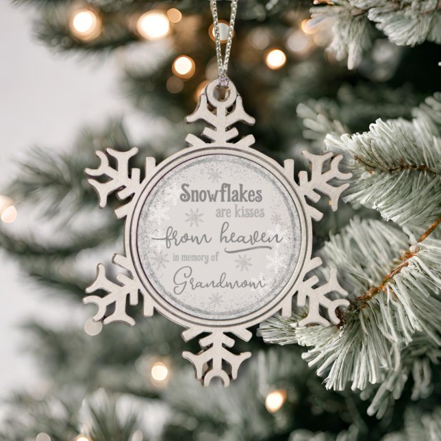 Snowflakes from Heaven In Memory of Personalized Snowflake Pewter Christmas Ornament (Creator Uploaded)