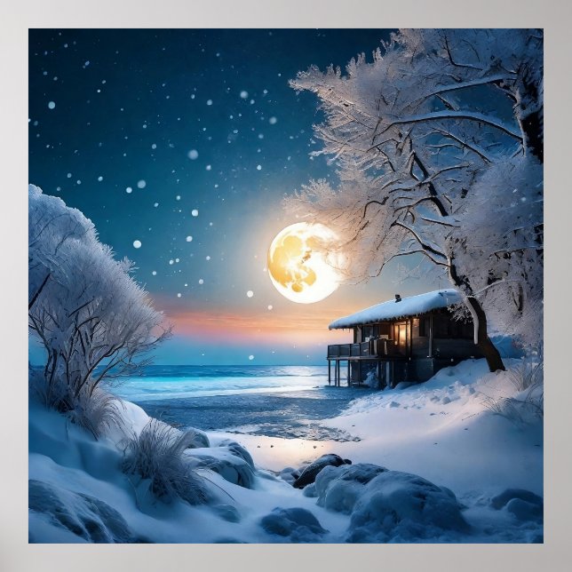 Snowflakes Full Moon Poster (Front)