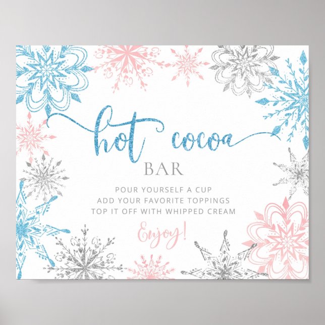 Snowflakes gender reveal Hot cocoa bar Poster (Front)