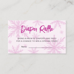 Snowflakes Girl Baby Shower Diaper Raffle Ticket Enclosure Card