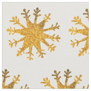 Snowflakes Gold Fabric