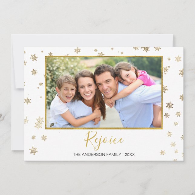 Snowflakes Gold Foil Carte photo (Devant)