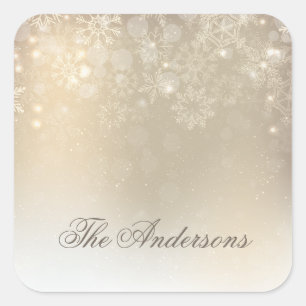 Snowflakes Gold Personalized Holida   Sticker Seal