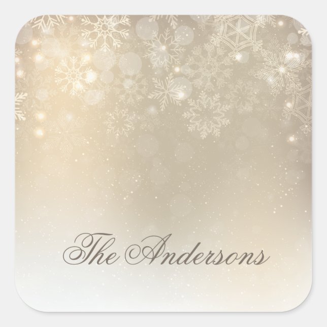 Snowflakes Gold Personalized Holida | Sticker Seal (Front)