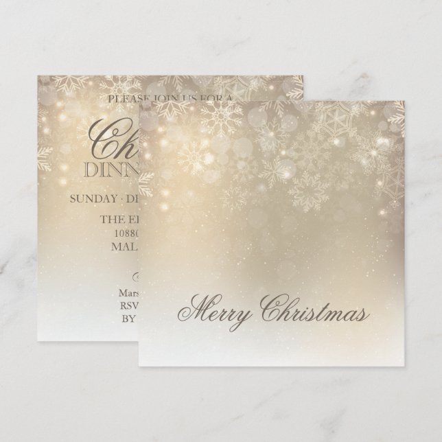 Snowflakes Gold Personalized Holiday | Invitation (Front/Back)