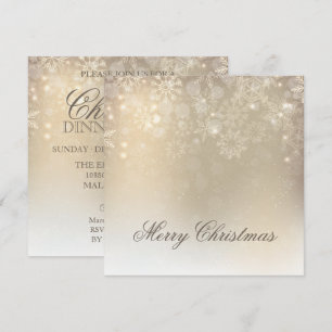 Snowflakes Gold Personalized Holiday Invitation