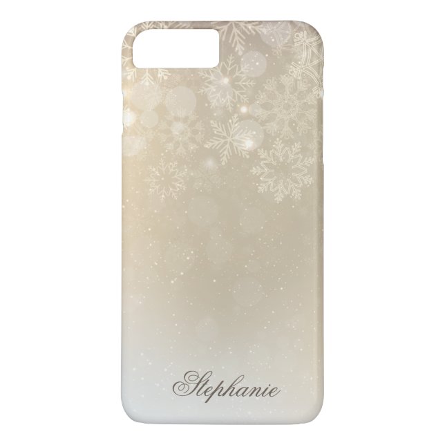 Snowflakes Gold Personalized Holiday | Phone Case (Back)