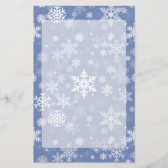 Snowflakes Graphic Customize Color Background on a Stationery (Front)
