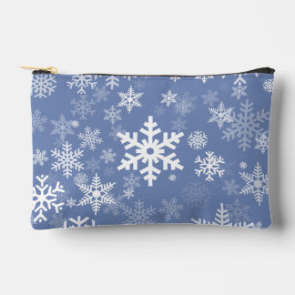 Snowflakes Graphic Customize Colour Background on Accessory Pouch