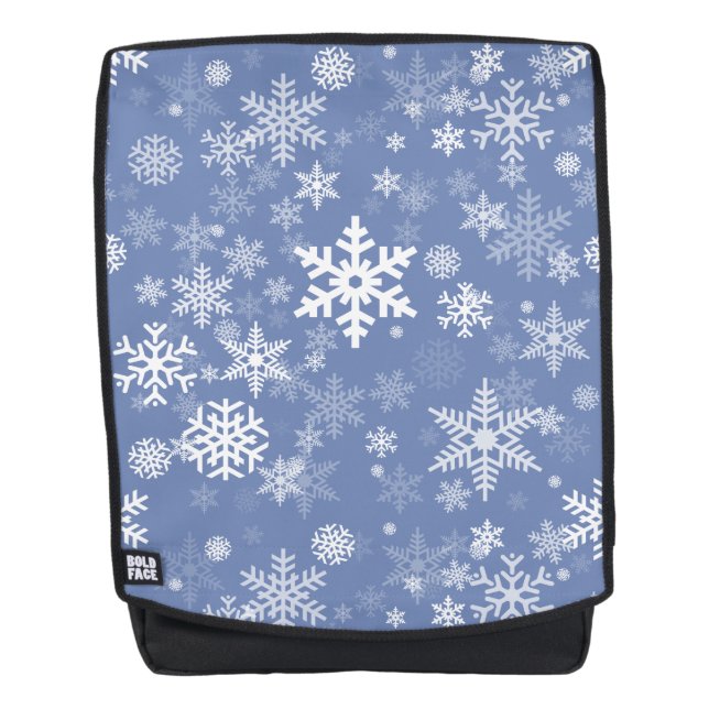 Snowflakes Graphic Customize Colour Background on  Backpack (Front)