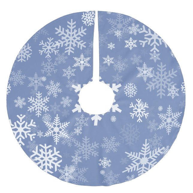 Snowflakes Graphic Customize Colour Background on  Brushed Polyester Tree Skirt (Front)