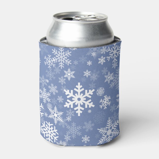 Snowflakes Graphic Customize Colour Background on  Can Cooler (Can Front)