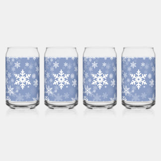 Snowflakes Graphic Customize Colour Background on Can Glass