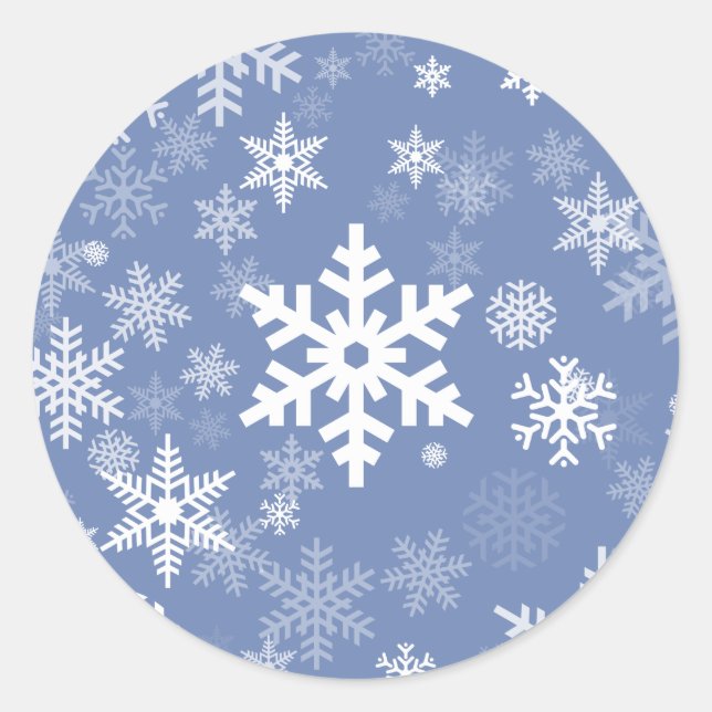 Snowflakes Graphic Customize Colour Background on  Classic Round Sticker (Front)