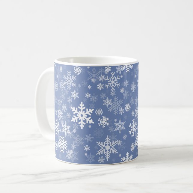 Snowflakes Graphic Customize Colour Background on Coffee Mug (Front Left)