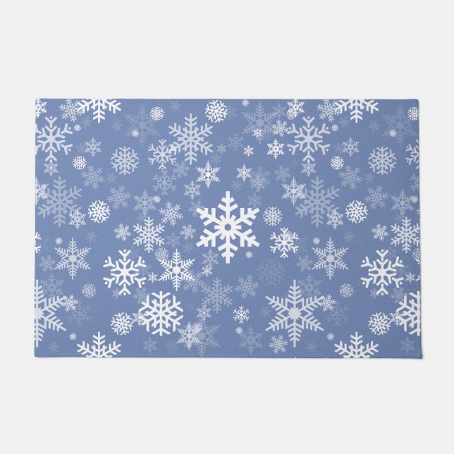 Snowflakes Graphic Customize Colour Background on  Doormat (Front)