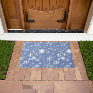 Snowflakes Graphic Customize Colour Background on  Doormat