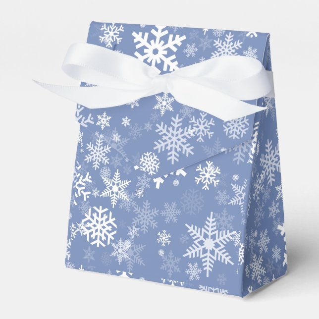 Snowflakes Graphic Customize Colour Background on  Favor Box (Front Side)