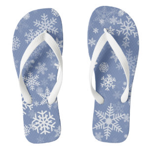 Snowflakes Graphic Customize Colour Background on  Flip Flops