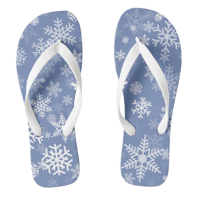 Snowflakes Graphic Customize Colour Background on  Flip Flops (Footbed)