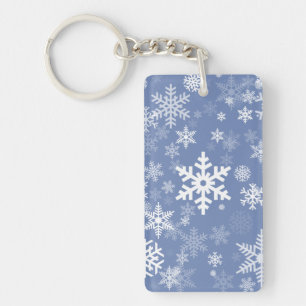 Snowflakes Graphic Customize Colour Background on  Keychain