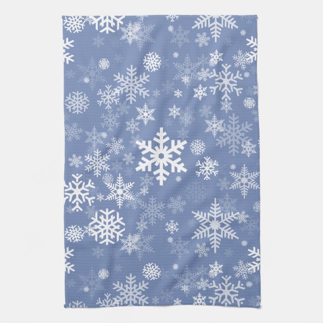 Snowflakes Graphic Customize Colour Background on Kitchen Towel (Vertical)