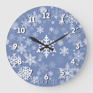 Snowflakes Graphic Customize Colour Background on Large Clock