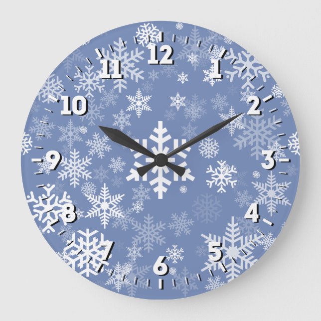 Snowflakes Graphic Customize Colour Background on Large Clock (Front)