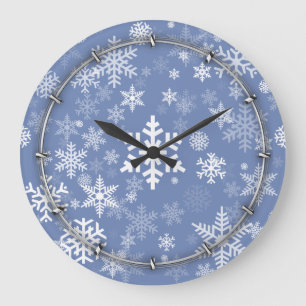 Snowflakes Graphic Customize Colour Background on Large Clock