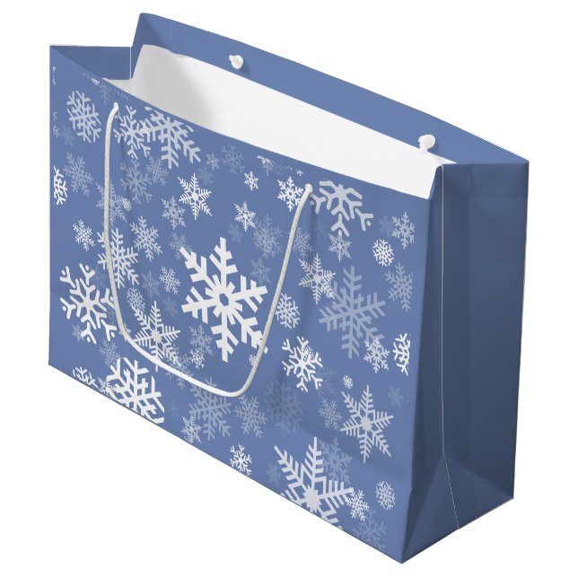 Snowflakes Graphic Customize Colour Background on Large Gift Bag (Front Angled)