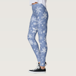 Snowflakes Graphic Customize Colour Background on Leggings