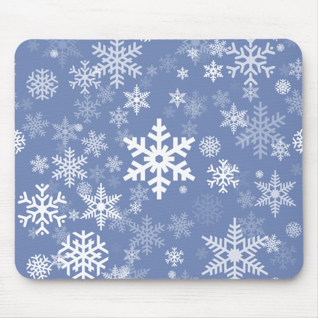 Snowflakes Graphic Customize Colour Background on Mouse Pad (Front)