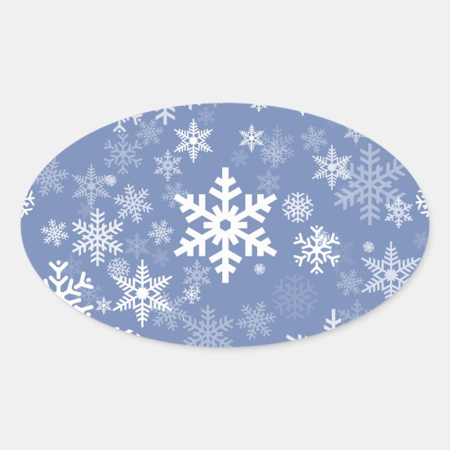 Snowflakes Graphic Customize Colour Background on  Oval Sticker (Front)