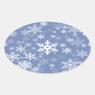 Snowflakes Graphic Customize Colour Background on  Oval Sticker