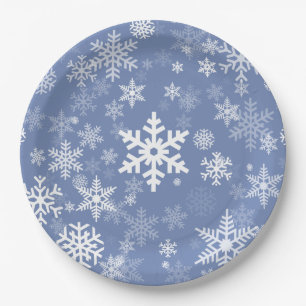 Snowflakes Graphic Customize Colour Background on  Paper Plate