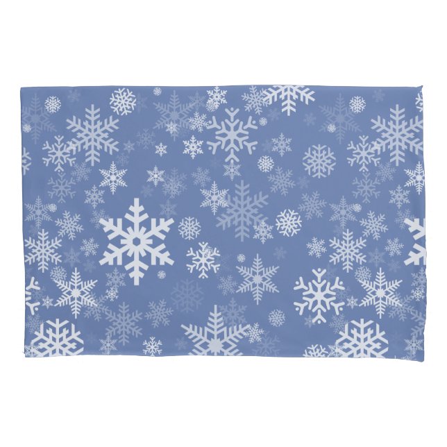 Snowflakes Graphic Customize Colour Background on Pillowcase (Front)