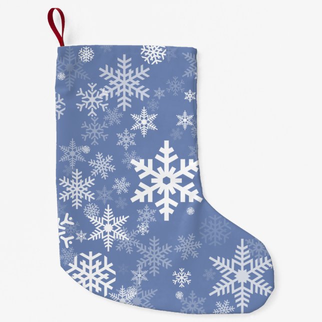 Snowflakes Graphic Customize Colour Background on  Small Christmas Stocking (Front)