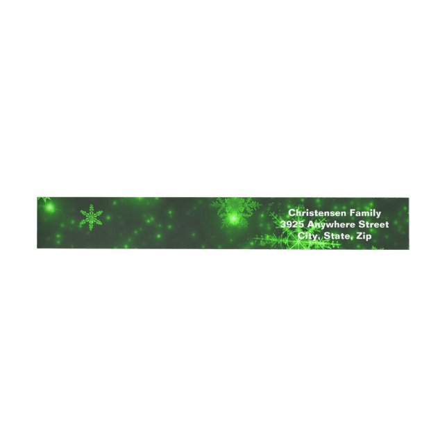 Snowflakes Green Background Wrap Address Labels (Individual)
