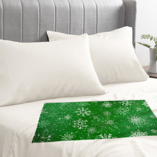 Snowflakes Green Pillowcase