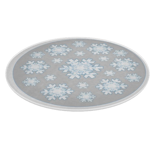 Snowflakes (grey) cutting board (Corner)