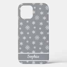 Snowflakes Grey pattern personalized name