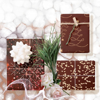 Snowflakes, Hearts and Tree Wrapping Paper Sheets