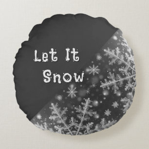 Snowflakes / Hearts / Let It Snow Round Pillow