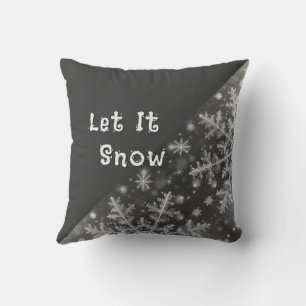 Snowflakes / Hearts / Let It Snow Throw Pillow
