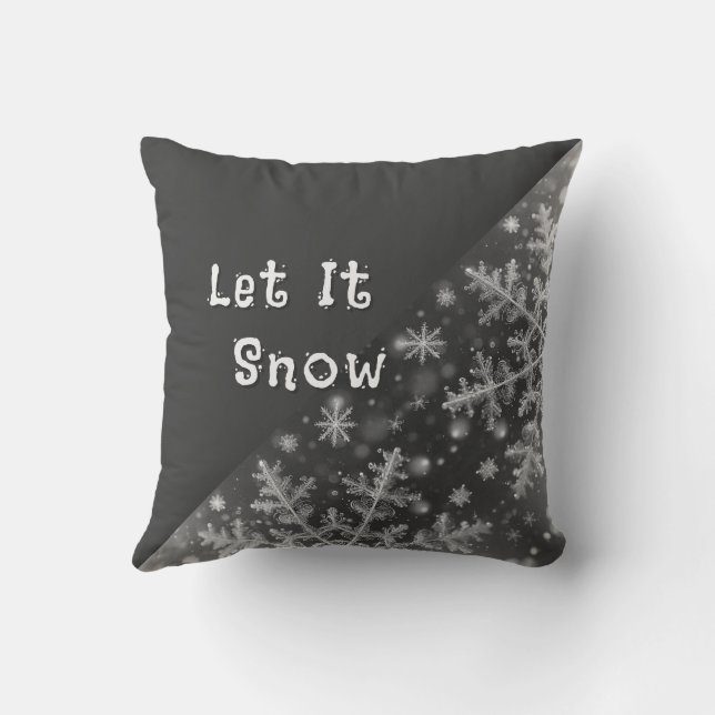 Snowflakes / Hearts / Let It Snow Throw Pillow (Back)
